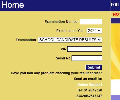 waec result page